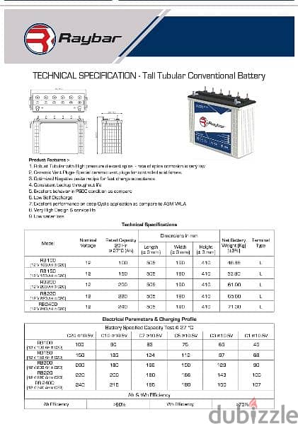 Raybar Tubular Deep Cycle Eastman 200AH Battery بطارية ريبار هندية 2