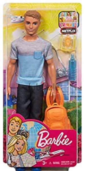 Barbie Travel Ken Doll, Dark Blonde, with 5 Accessories 0