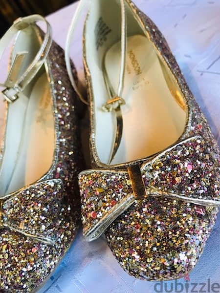 Monsoon sparkling Golden shoes “Paillette” size 33 good as new 1