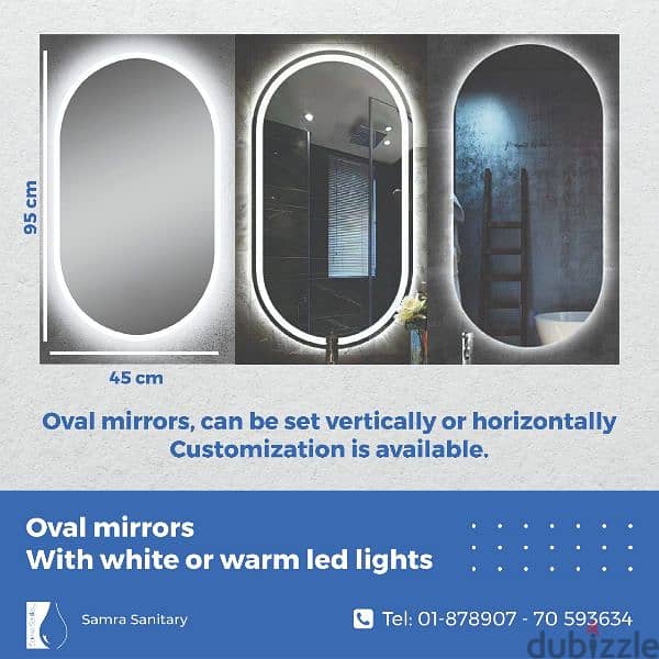 Led mirror vertical or horizontal 3