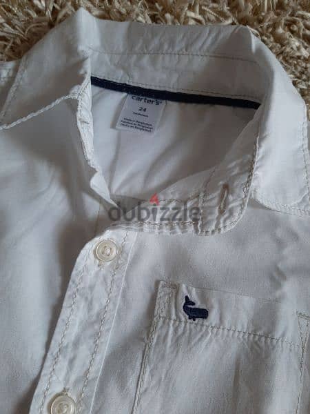 Carter's white short- rolled sleeve shirt for 2yo boys 1