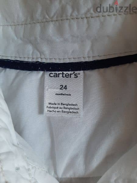 Carter's white short- rolled sleeve shirt for 2yo boys 2