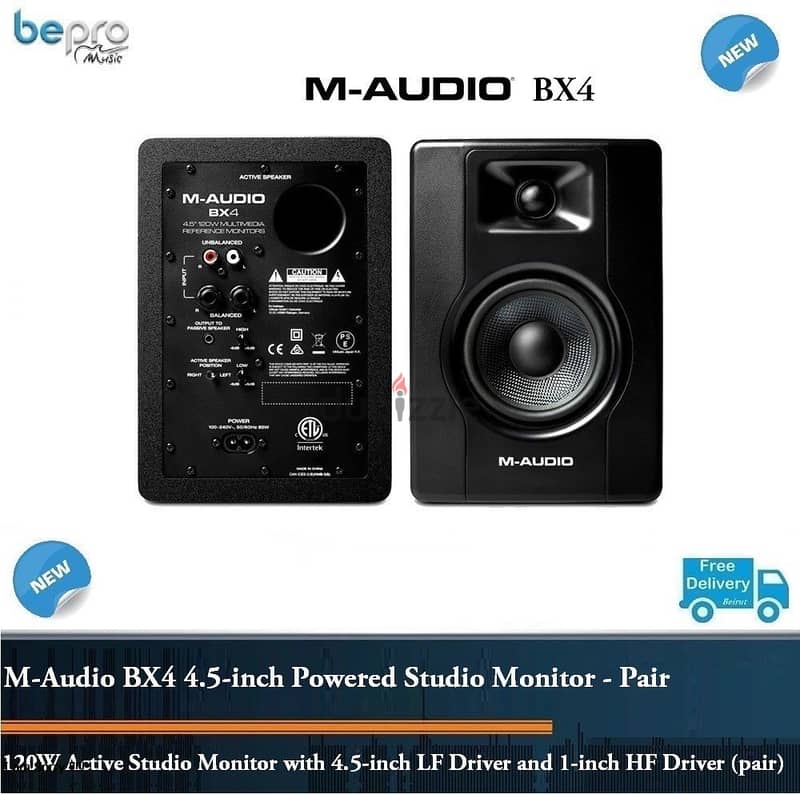 M-Audio BX4 4.5-inch Powered Studio Monitor , New design 2021 maudio 0