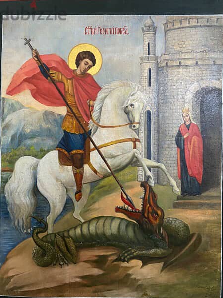 beautiful antique st georges Russian icon 1