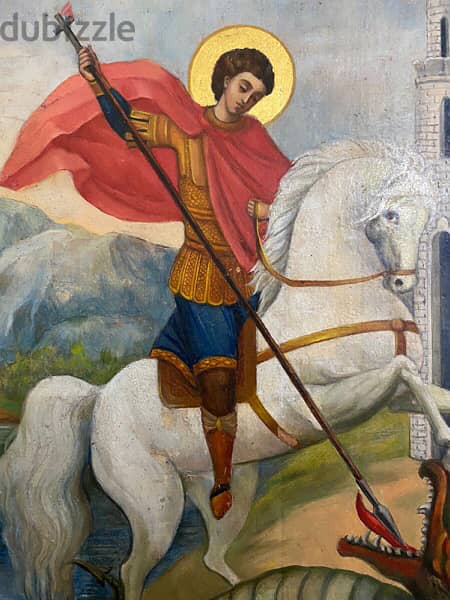 beautiful antique st georges Russian icon 2