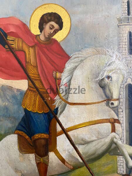 beautiful antique st georges Russian icon 5