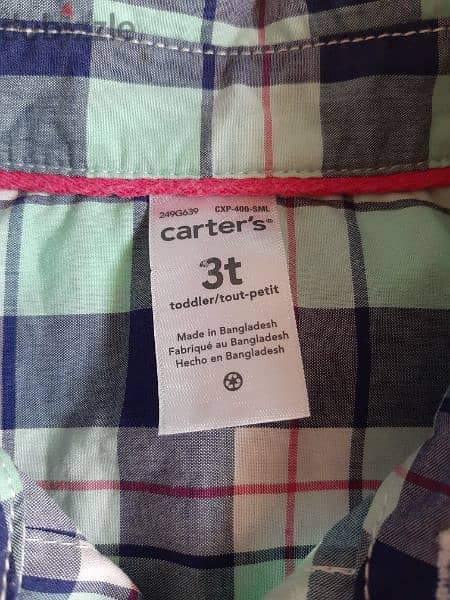 Carter's blue check shirt for 3y boys 1