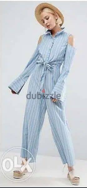 Asos wide legs jumpsuit overall size medium 38 40 اوفرول 0