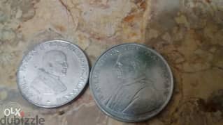 Two Memorial Vatican Pope Coins مجموعة من عملة الفاتيكان قداسة البابا