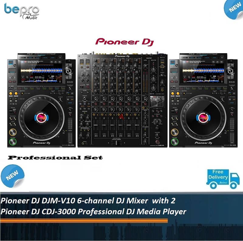 Pioneer DJ DJM-V10 Mixer & (2 ) Pioneer DJ CDJ-3000 Media Player 0