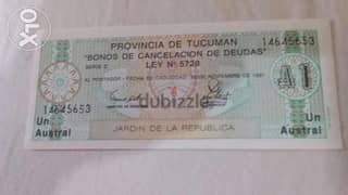 Tucuman Provincia in Argentina banknote before 1991