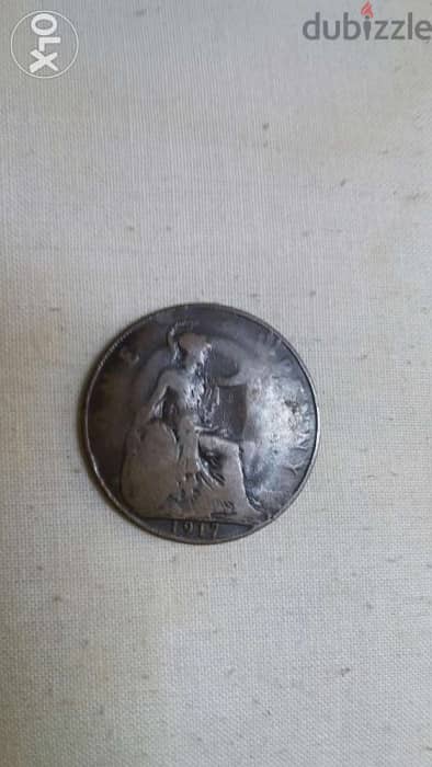 King Georges V the fifth UK Penny year 1917 1