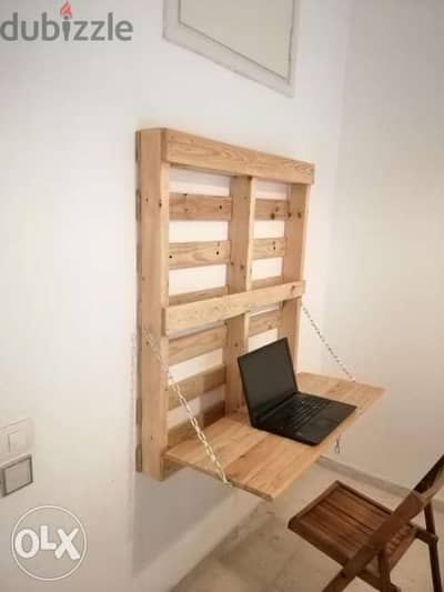 Wall laptop wood Pallet stand table ستاند طاولة حيط لابتوب