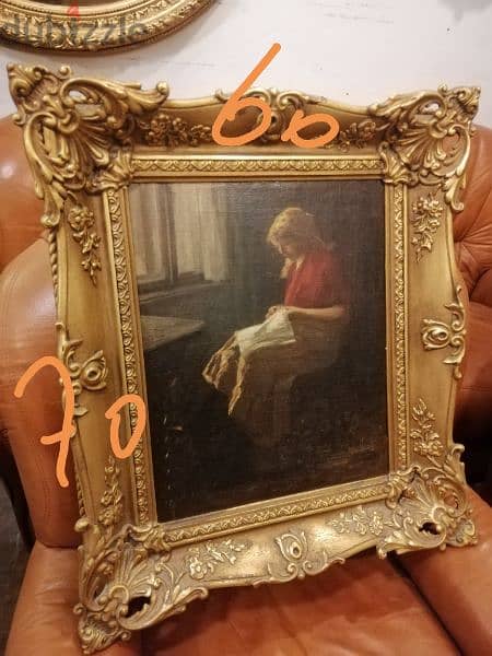 لوحة تابلو فرنسي انتيك رسم يدوس زيتس مميز من الروائع سعر لقطة painting 1