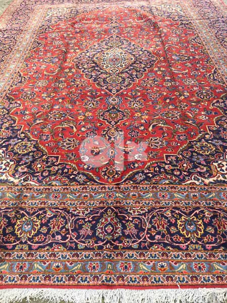 سجاد عجمي. كاشان كرك370/270. persian Carpet. tapis. Hand made 1