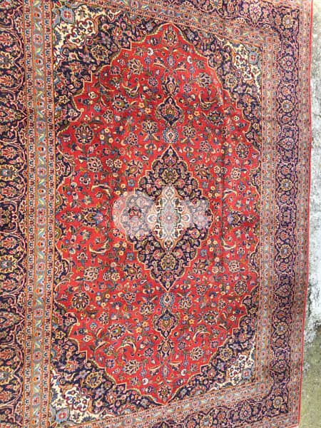 سجاد عجمي. كاشان كرك370/270. persian Carpet. tapis. Hand made 2