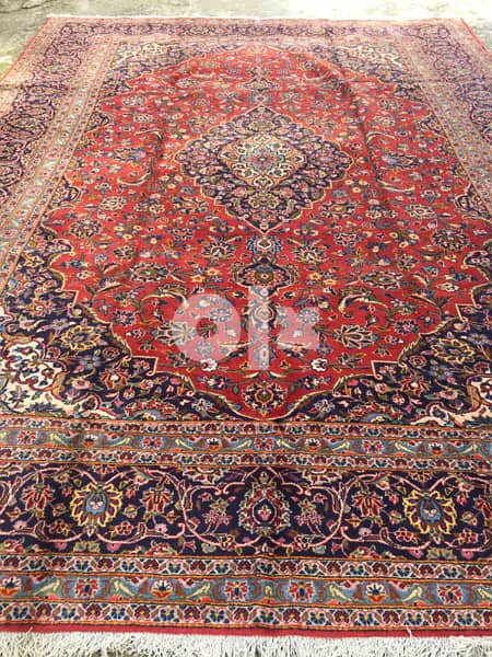 سجاد عجمي. كاشان كرك370/270. persian Carpet. tapis. Hand made 4