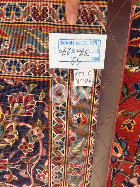 سجاد عجمي. كاشان كرك370/270. persian Carpet. tapis. Hand made 5