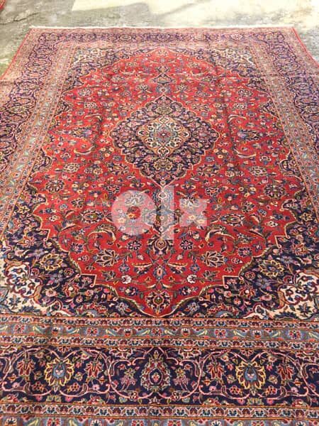 سجاد عجمي. كاشان كرك370/270. persian Carpet. tapis. Hand made 6