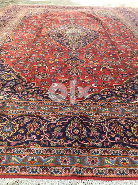 سجاد عجمي. كاشان كرك370/270. persian Carpet. tapis. Hand made 8