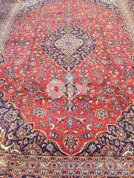 سجاد عجمي. كاشان كرك370/270. persian Carpet. tapis. Hand made 10