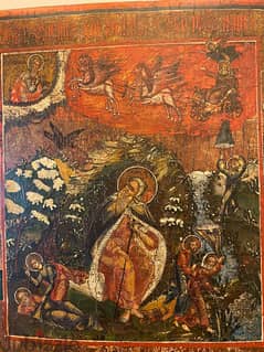 rare antique early 19th century Russian icon St Elia