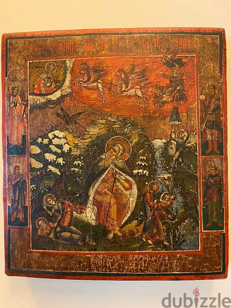 rare antique early 19th century Russian icon St Elia 11