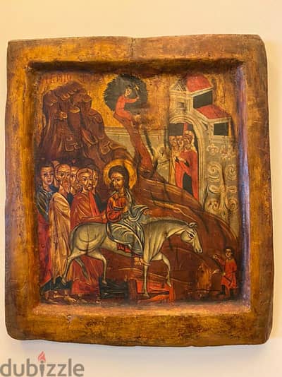 antique greeck icon Palm Sunday 19th