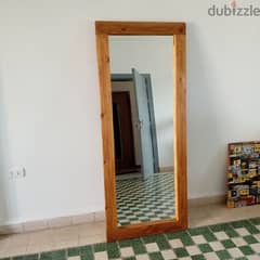 large mirror made from natural pine wood 0