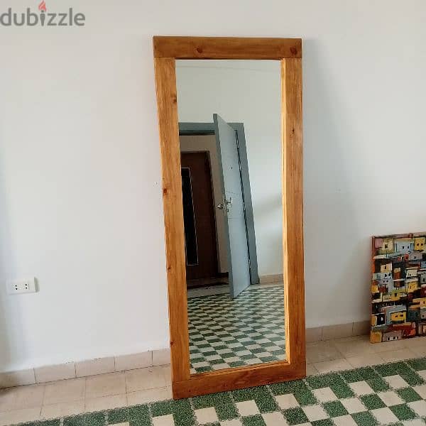 large mirror made from natural pine wood 1