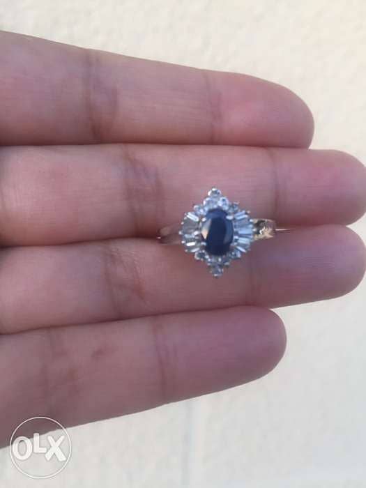 Sapphire and diamond ring white Gold 5