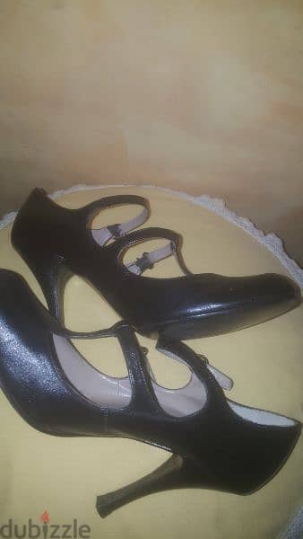 SCHUHE real leather black heels shoes 39 سكربينة 2