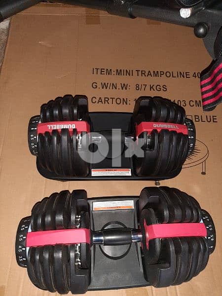 Heavy-duty Bench + pair Adjustable Dumbbells + Gym Gloves 7