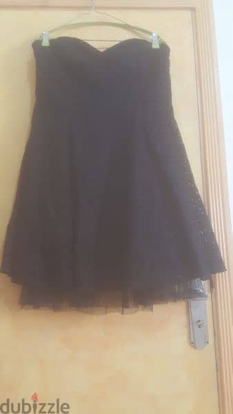 H&M lace tulle black evening wedding dress 44 large فستان دانتيل 0