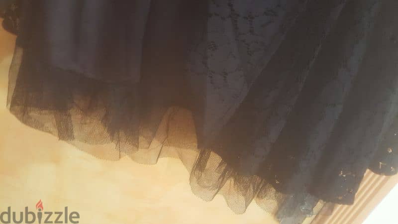 H&M lace tulle black evening wedding dress 44 large فستان دانتيل 2