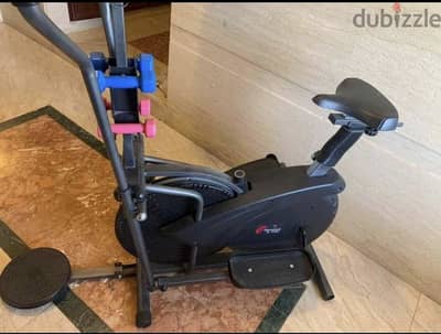 Cardio elliptical and bike machine plus dumbells 03027072