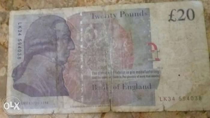 Twenty Great Britian Pound Memorial Banknote for Econmist Adam Smith 1