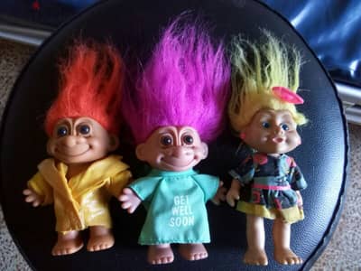 3 TROLLS SET colored still good RUSS BERRY rare vintage toys, All=40$