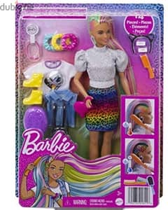 Barbie Leopard Rainbow Hair Doll (Brunette) with Color-Change Hair 0