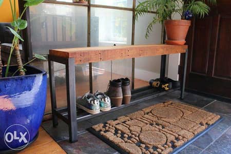 [ Industrial steel design - bench with shoe rack ]