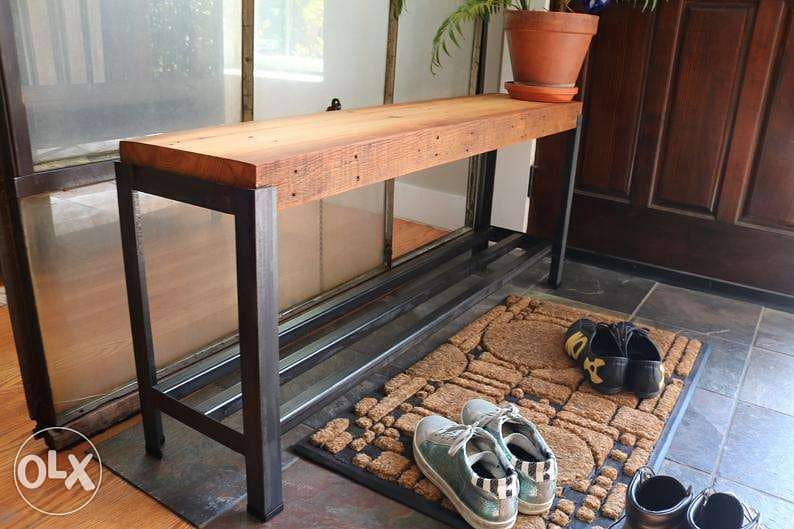[ Industrial steel design - bench with shoe rack ] 2