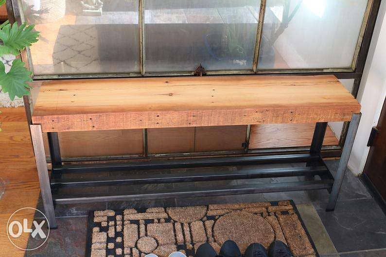 [ Industrial steel design - bench with shoe rack ] 3