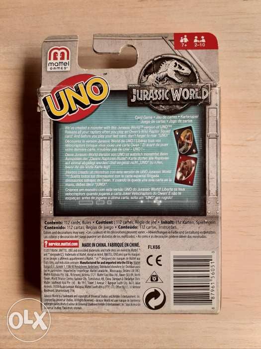 UNO Jurassic World Card game. 1