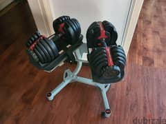 Boweflex original Adjustable dumbells plus original stand 03027072 GEO 0