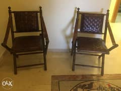 Bench and 2 folding chairs genuine leather in great condition