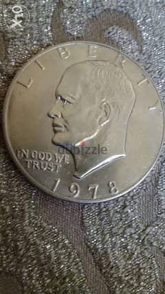 USA 1 Large Dollar Memorial for President Dwight Eisenhower year 1978