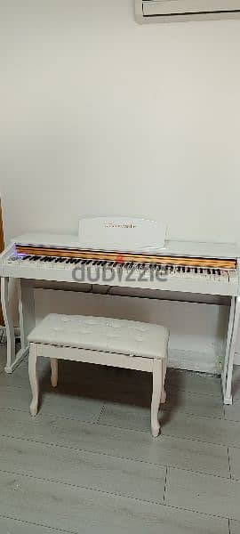 one week offer piano white glossy new in box with chair free 0