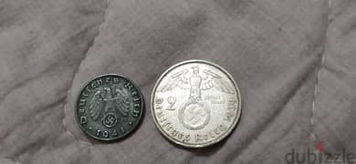 Set. of two German  Nazi Silver and Aluminuim  Coin