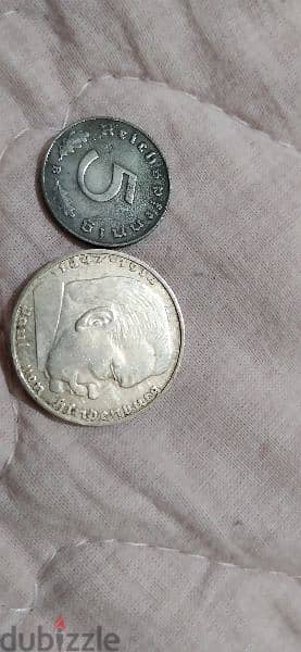 Set. of two German  Nazi Silver and Aluminuim  Coin 1