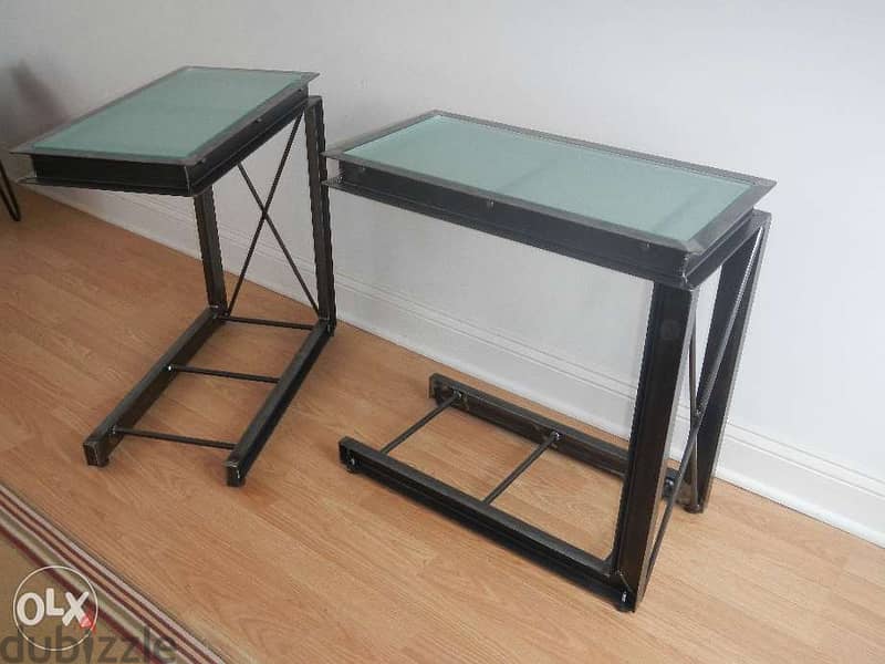[Contemporary heavy industrial - side Tables industrial Steel & Glass] 1